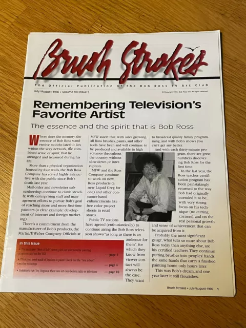 BRUSH STROKES MAGAZINE BOB ROSS TV ART CLUB - VOLUME VIII ISSUE 5 July/Aug 1996