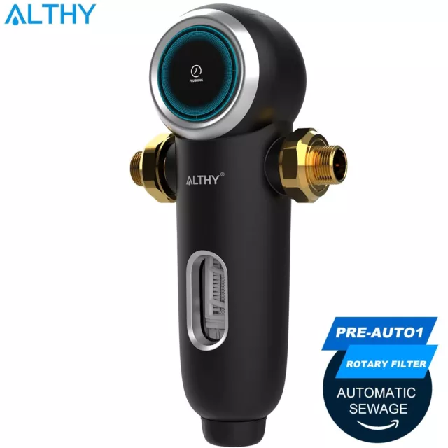 ALTHY Auto-Flush Backwash Prefilter Whole House Spin Down Sediment Water Filter