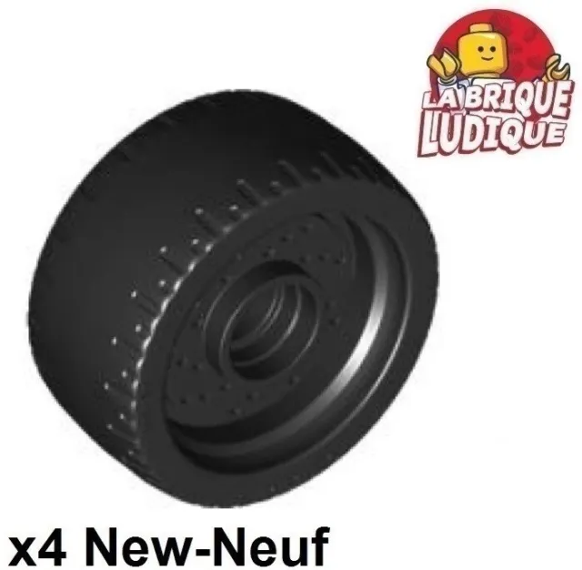 Lego 4x roue jante wheel pneu hard rubber tire 24x12 noir/black 72206pb01 NEUF