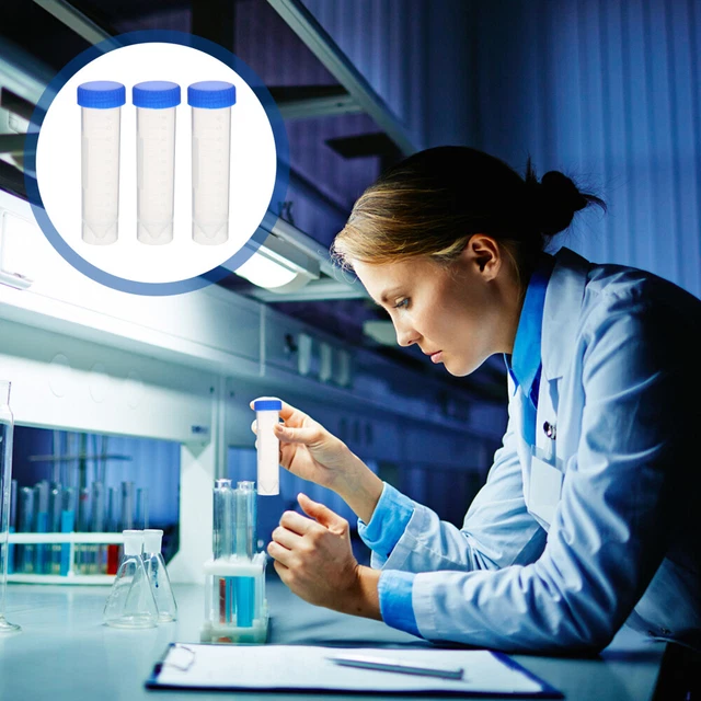 50 Tubi Per Campioni In Plastica Da 5 Ml Con Coperchio - Provette Con Scala Di Misura E Tappo A Vite, Per Laboratorio E Uso Domestico - 5