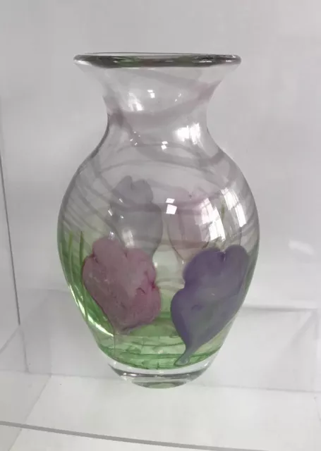 Rare Caithness Colin Terris Springtime Heavy Glass Vase