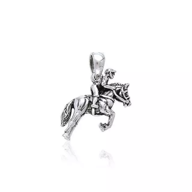 Cheval Jockey .925 Pendentif Argent Massif Par Peter Stone Fin Bijoux