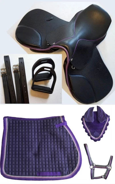 14" English Close Contact Mini Pony Saddle Brn/ Blk Purple Option of Saddle /5p