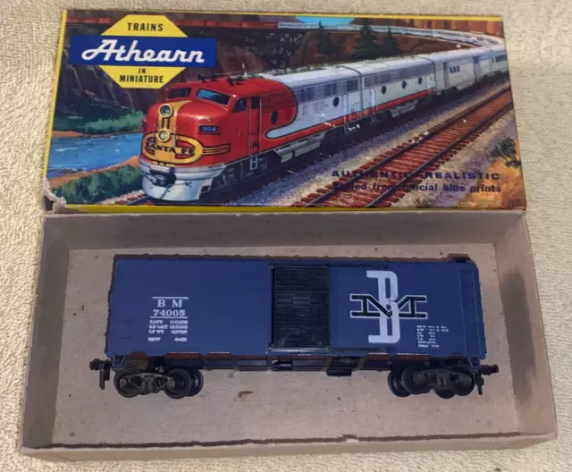 B&M Boston & Maine 40` Boxcar Vintage Athearn Built Yellow Box Kit #208-1:29