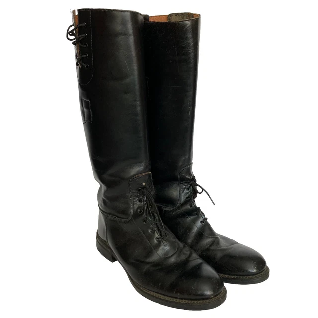 Vtg Service Riding Apparel Black Leather Boots 9.5 E Wide Yonkers NY Made in USA Service Riding Apparel Yonkers NY Black Leather Equestrian  main image 2