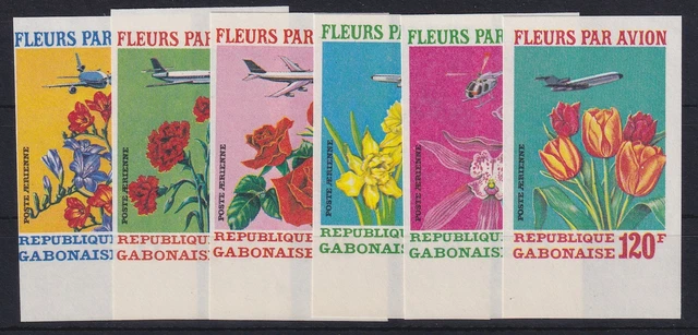 Gabun 1971 Versand von Blumen per Luftfracht Mi.-Nr. A 430 - F 430 postfrisch **