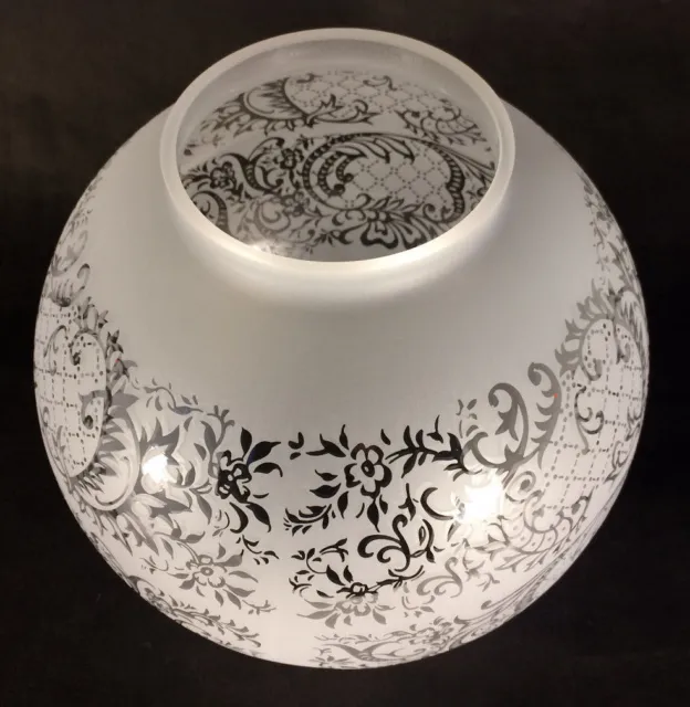 8" Venicia Satin Etched Floral Scene Gas Oil Ball Lamp Shade - 4" fitter  PS503i 4