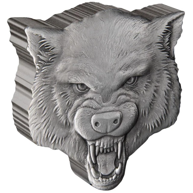 Silbermünze Wolf Wilde Natur (5.) 2023 - Niue - 2 Oz Antik Finish