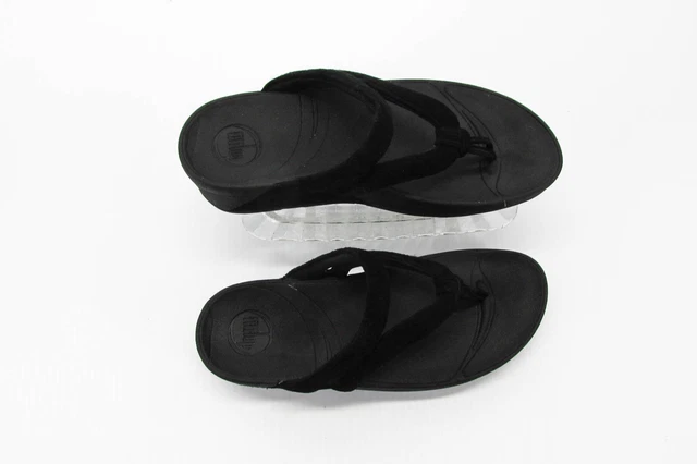 Fitflop Womens Sandal Whirl Size 7M Black Suede Toe Thong Shoes Pre Owned vq 2