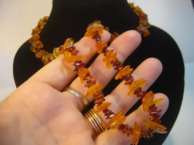 Vintage Stunning Real Genuine Natural Amber Necklace-24"Long-2 Colours