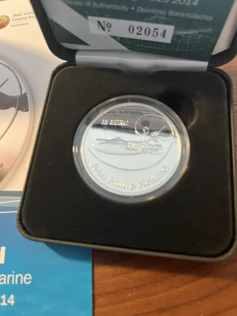 15 Euro Silver Proof 2014 John Philip Holland. Submarine Inventor Material 2