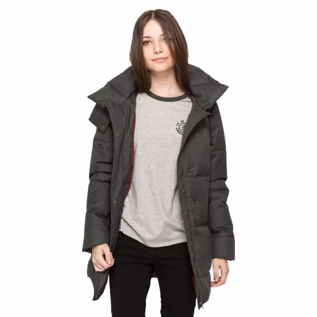 cappotto lungo da donna nero Element giacca invernale casual moda con cappuccio