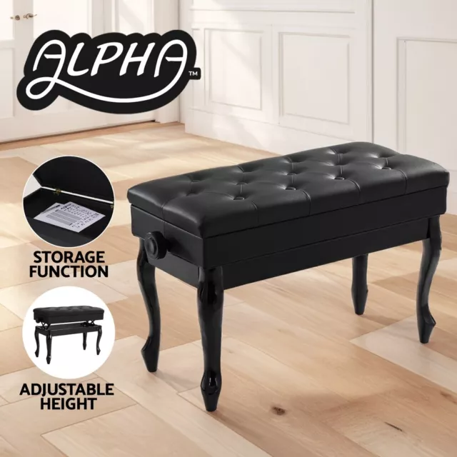 Alpha Piano Bench Stool Adjustable Height Keyboard Seat w/ Storage Chair Curve