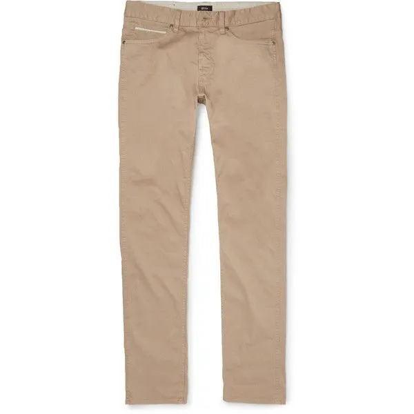 Hugo Boss Men's "Delaware" Khaki Brown Slim Fit Stretch Jeans, New