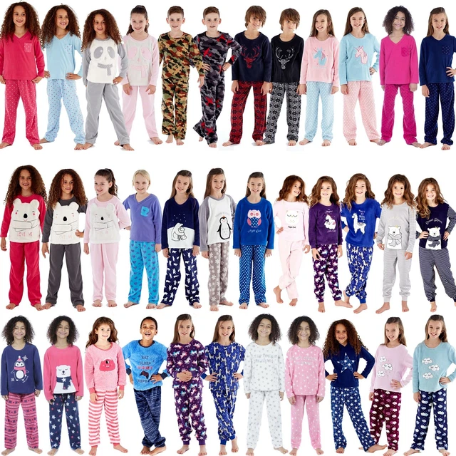 Set pigiami pile bambine/ragazzi bambini pigiami età 2-13 anni