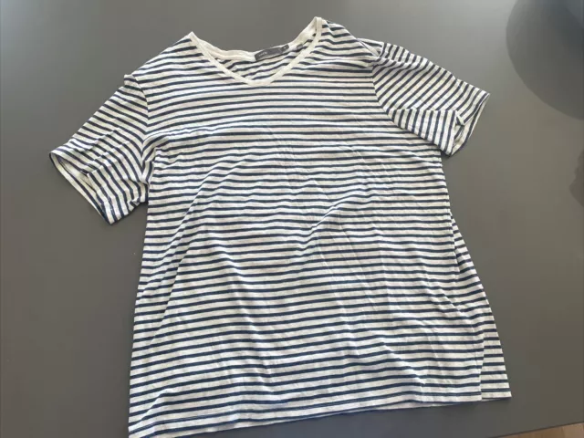 NWoT, Vince Mens, Tee, XL,  Blue w/ Gray Stripes, V-Neck, Short Sleeve