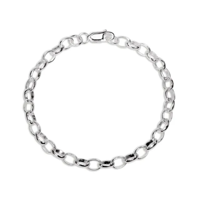Sterling Silver 8 Inch Belcher Chain Charm Bracelet Charms Bracelets