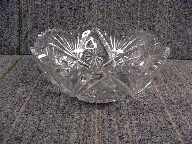 Vintage Antique American Brilliant Period ABP Bowl Sawtooth Cut Crystal Glass