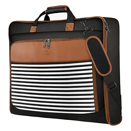 Suit Carry On Garment Bags for Travel, Suit Bag with Detachable Black Stripe
