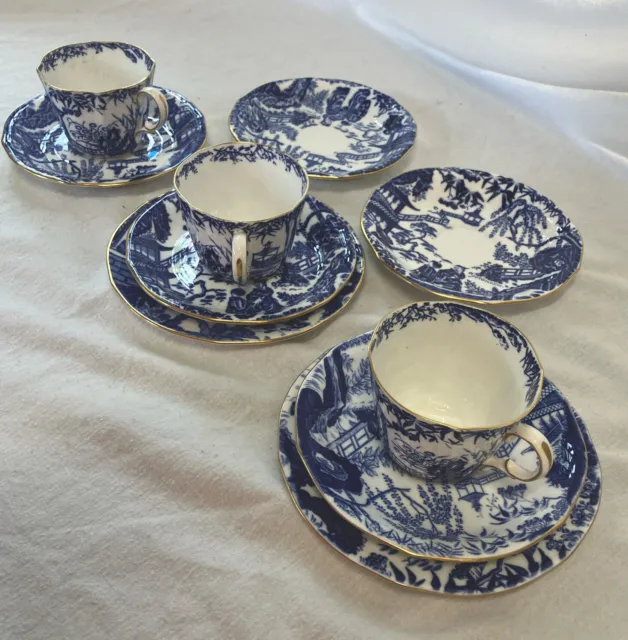 Royal Crown Derby Mikado Trios And Saucers