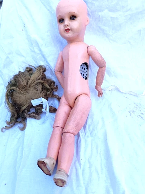 Ancienne rare poupée bébé composite yeux dormeurs bouche ouverte