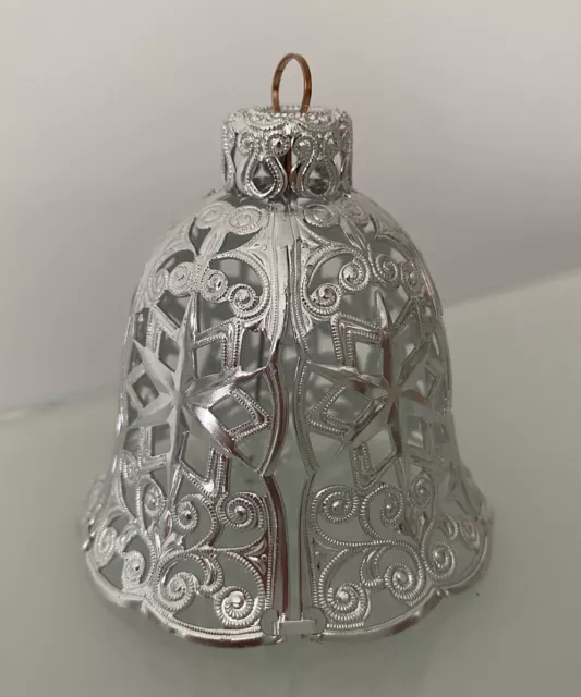 Alter Christbaumschmuck Weihnachtsschmuck Glocke ECKARTINA Metall silber 3011/20