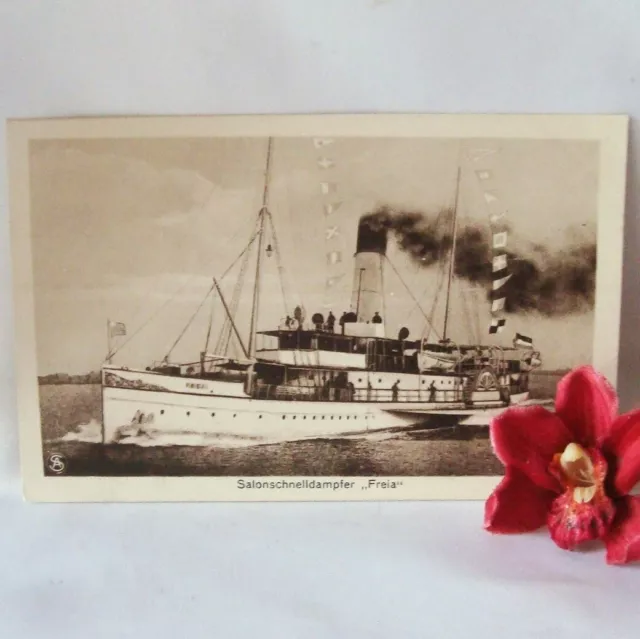 alte AK Salonschnelldampfer Freia Schiff Postkarte um 1925 Seestemp / ev 227(4)