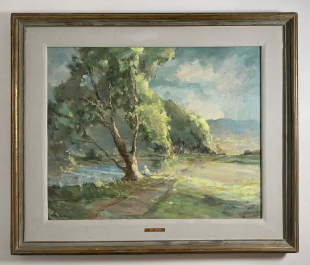 Vintage Original Oil Painting Plein Air Impressionist Forest Landscape -Signed