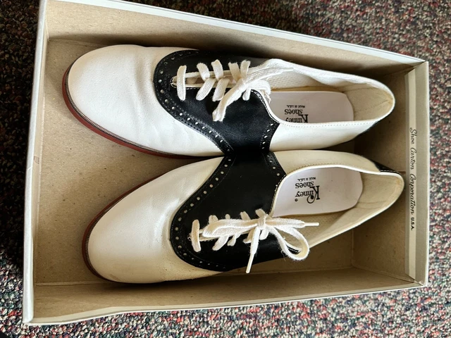 Vintage Kinney Saddle Shoes SZ 9M Black White Lace-Up Sock Hop 1950's Women