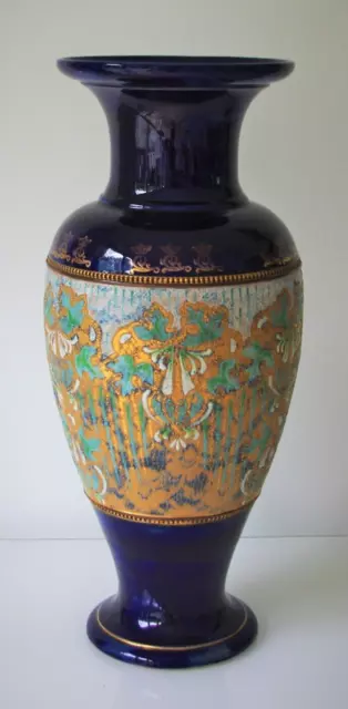 Royal Doulton Lambeth Vase Ethel Beard Late 19th Century Incised Monogram EB 19"