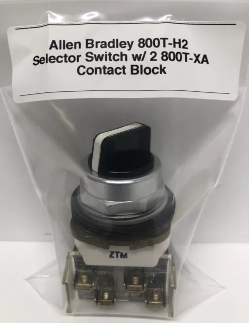 Allen Bradley 800T-H2 Selector Switch w/ 2 800T-XA Contact Block