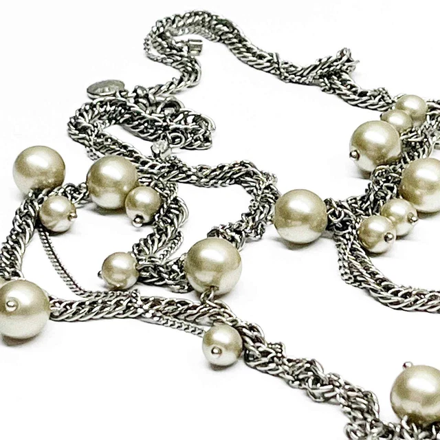 J. Crew Silver & Suspended Pearl Necklace