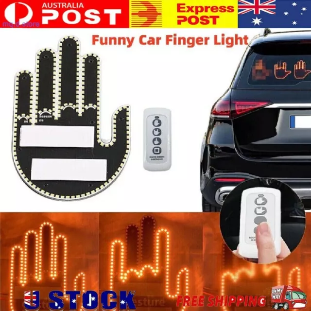 AUTO MT Finger Gesture Light WID Remote Finger Light LED Car Back Window  Sign Hand Funny Car Truck Car Accessories Compatible WID Car's &…