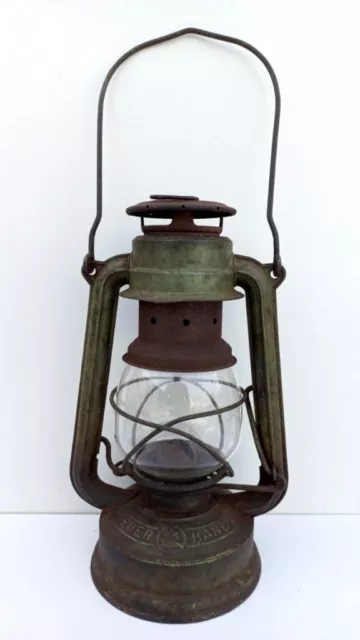 Vintage Old Iron Feuerhand Baby No.275 Glass Globe Kerosene Lamp Lantern Germany