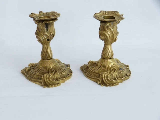 Paire De Bougeoirs, Bouts De Table De Style Louis XV Rocaille, époque XIX ème