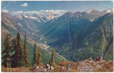 Rogers Pass, British Columbia, Mountain Panorama, Vintage Aerial View Postcard