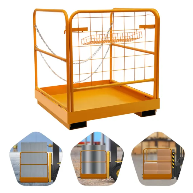 36"x36" Forklift Safety Cage Aerial Rail Heavy Duty Steel Work Platform Basket