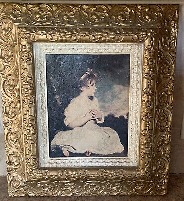 Vtg Picture Frame Hollywood Regency Era Ornate Gold Plastic 16x18