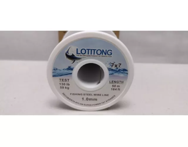 Lotitong 50M 130LB 0.8mm Fishing Steel Wire Line 7X7 49 Strands Trace - NEW