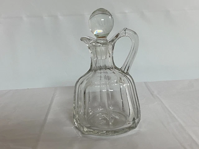Vintage Glass Oil Vinegar Bottle with Glass Stopper