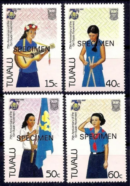 Tuvalu 1985 Girl Guides Youth Scouts Scouting Music Quitar Uniforms SPECIMEN MNH