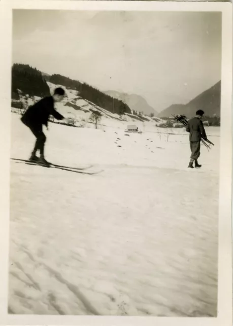 Photo Ancienne - Vintage Snapshot - Sport Ski Montagne - Skiing Mountain