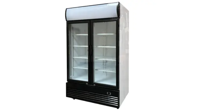 48" W 34.4 cu. ft. Merchandising Display 2- Glass Swing Door Refrigerator, Black