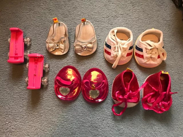 5 x PAIRS OF SHOES FOR BUILD A BEAR HEELS ROLLER SKATES TRAINERS BUNDLE With Bag