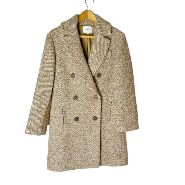 Vince Womens Boucle Wool Twill Double-Breasted Peacoat Beige Size XS New NWT