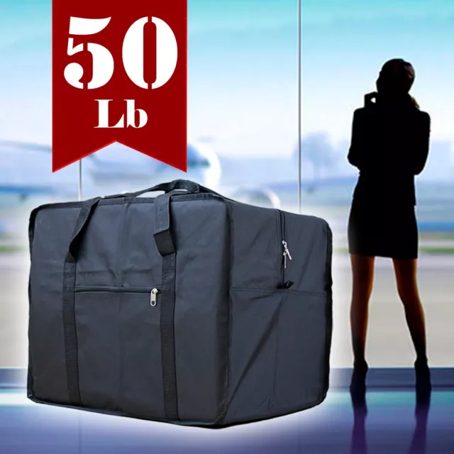 24"  50Lb Square Jumbo Black Duffle Cargo Bag Luggage Laundry Tote