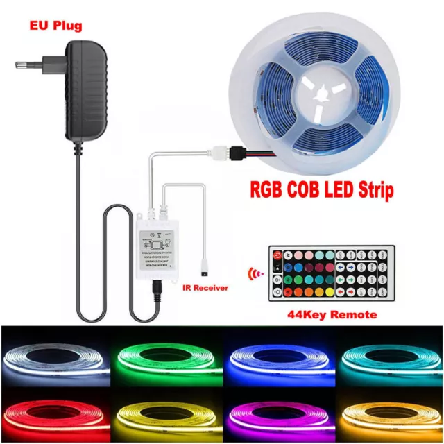 1m~5m RGB COB LED Bande Lumière 576LEDs/m LED Strip Lights Ruban Kit Complet 24V