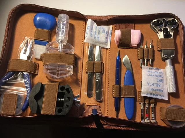 Watch Repair Tool Kit with Case Link Remover 147pcs Strap Pins Anti-Magnetic H&S