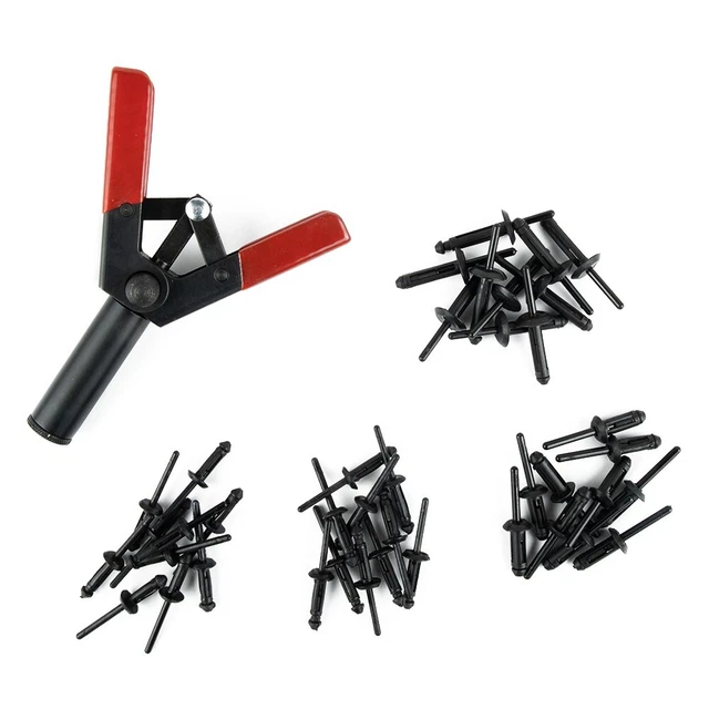 ASSORTED PLASTIC RIVETER Rivet Quick Set Hand Tool With 40x Poly Rivets ...