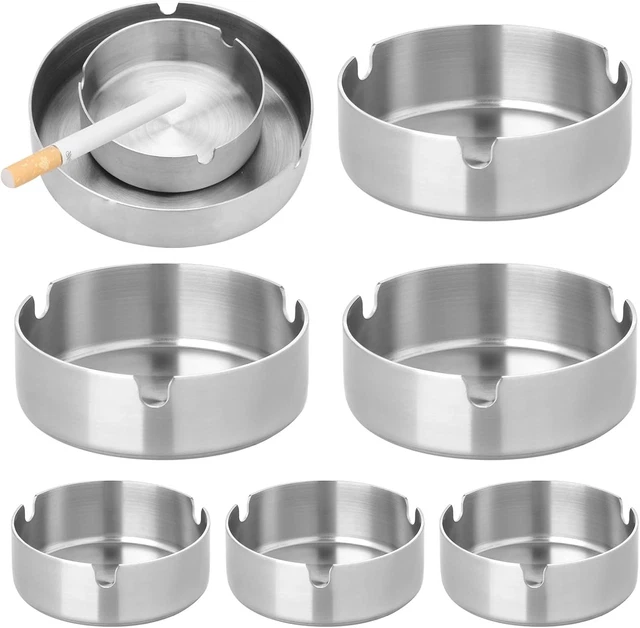 Posacenere Da Esterno Antivento - Acciaio Inox Con Coperchio, Per Tavolo, Bar E Giardino - Foto 2